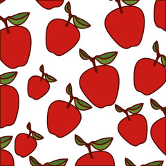 white background with pattern of apples fruits vector illustration