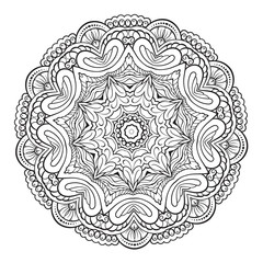 Abstract black and white mandala pattern