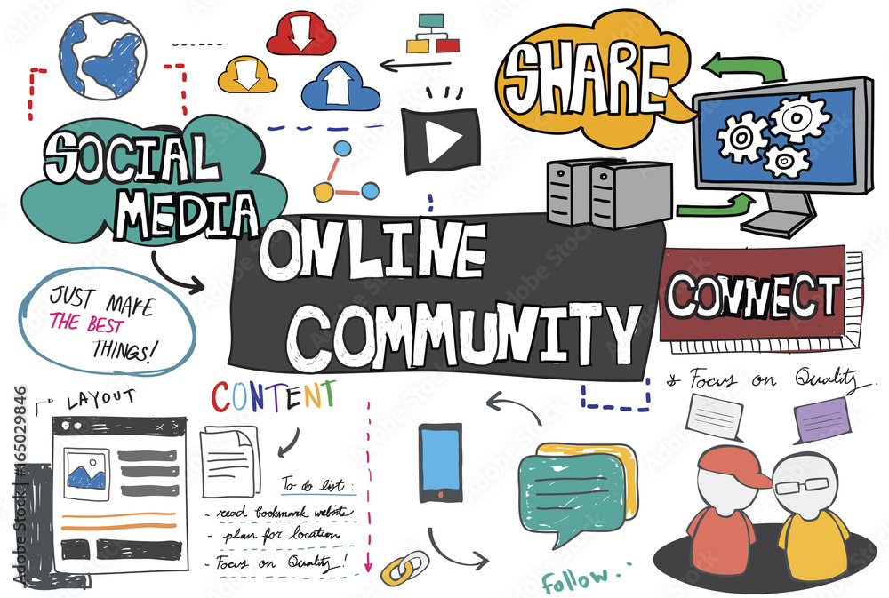 Poster online community networking connection concept
