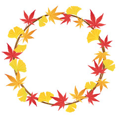 もみじとイチョウのフレーム素材