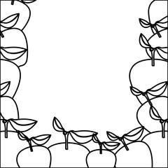 monochrome background with apples fruits vector illustration