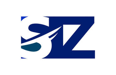 SZ Negative Space Square Swoosh Letter Logo