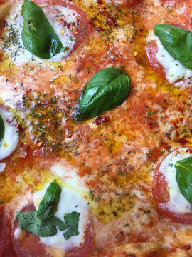 Margherita pizza closeup