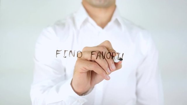 Find Favorite Product, Man Writing on Glass