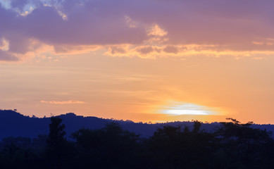 sunset behind the mountains