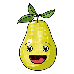 colored crayon silhouette of smiling cartoon pear fruit vector illustration