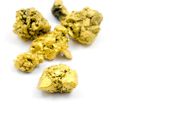 A lump of gold mine on a white background