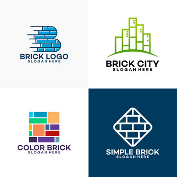 Set of Brick Logo Template designs vector illustration