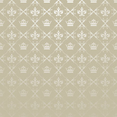 Decorative background in classic style, silver color. Vector art