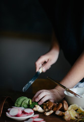 Slicing Avocado and Radishes