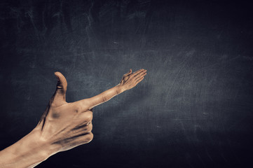 Greeting gesture on forefinger .