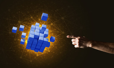 Idea of new technologies and integration presented by cube figure