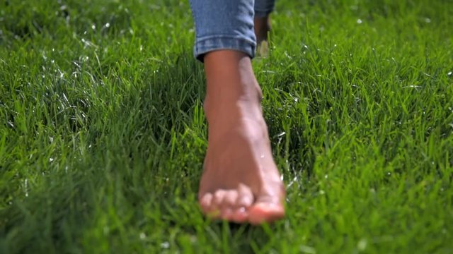 Scaled Up Shot Of Female Feet Moving Toward Camera