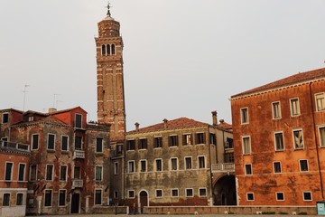 Fototapeta premium colorful houses and street view in Venice, Italy