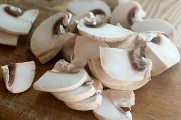 chopped mushrooms selective focus