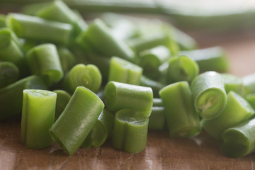 chopped haricot selective focus