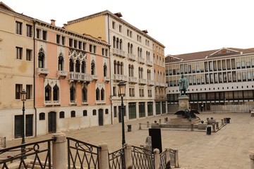 colorful houses and street view in Venice, Italy