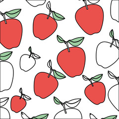white background with pattern color sections of apple fruits vector illustration
