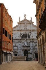 colorful houses and street view in Venice, Italy