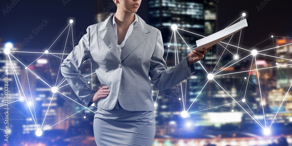 Poster concept of modern business networking that connect and cooperate people
