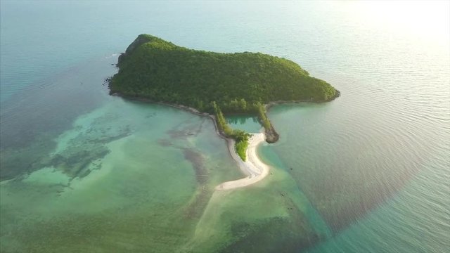 Aerial view from the drone on the uninhabited island ko Tae Nai ,path from koh Phangan,Thailand