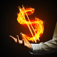 Dollar currency fire symbol