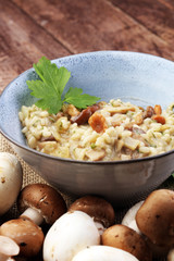 risotto with mushrooms, fresh herbs and parmesan cheese.