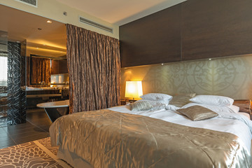 Interior of a luxury hotel bedroom