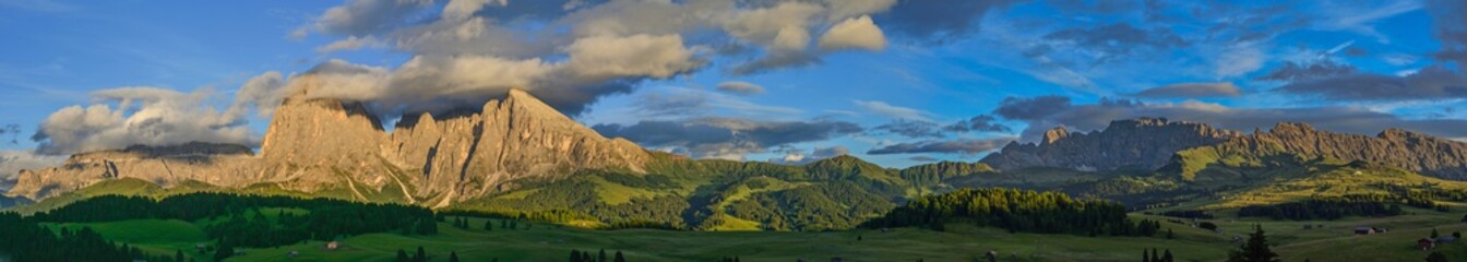 Italy south tyrol dolomites mountains Langkofel Plattkofel panoramic