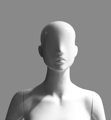 human female mannequin portrait photograph with light and shadow effects isolated on grey background - obrazy, fototapety, plakaty