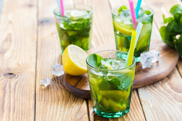 Fresh lemonade with ice