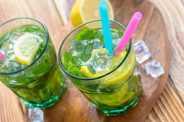 Fresh lemonade with ice