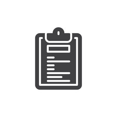 Clipboard notepad icon vector, filled flat sign, solid pictogram isolated on white. Symbol, logo illustration. Pixel perfect vector graphics