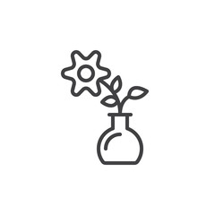 Flower line icon, outline vector sign, linear style pictogram isolated on white. Home plant symbol, logo illustration. Editable stroke. Pixel perfect vector graphics