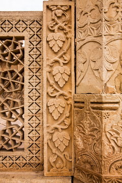 Detail of a piller and wall at  Gwalior Fort, Gwalior, Madhya Pradesh