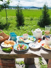 北海道の素敵な景色を見ながら朝食