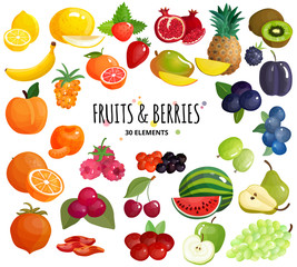 Fruits  Berries Composition Background Poster 