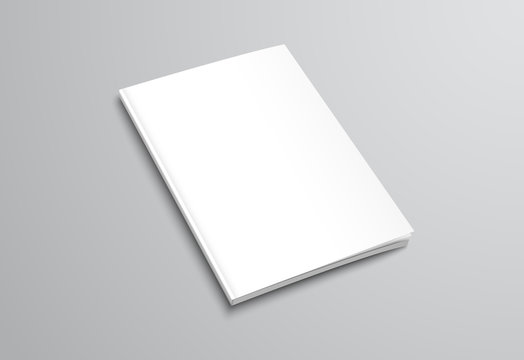 Template of white blank brochure on gray background.