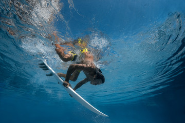 Picture of Surfing a Wave.Under Water Picture.