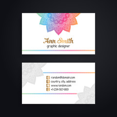 Fototapeta premium Business Card. Vintage decorative elements. Ornamental floral business cards or invitation with mandala