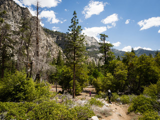 Father and son hiking in Kings Canyon National Park, California, United States