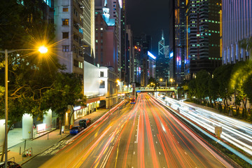 Fototapeta na wymiar urban traffic with cityscape in Hong Kong,China.