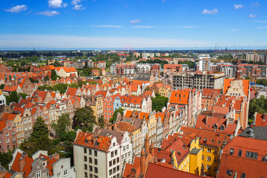Aerial view of the old town in Gdansk, Poland