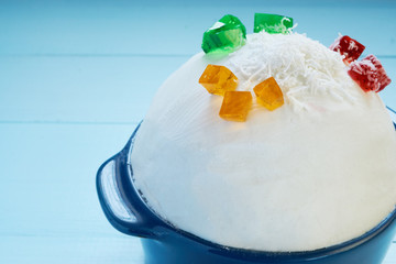 closeup big ball of homemade gelato