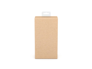 Kraft paper Box packaging Mockup with plastic Hang Tab, 3d rendering