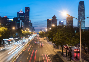 urban traffic view at night in modern city of China.