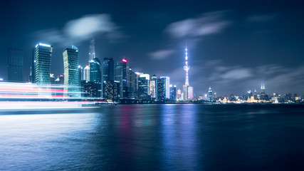 Fototapeta na wymiar Shanghai skyline panorama,landmarks of Shanghai with Huangpu river in China.