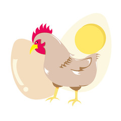 chicken figure with big eggs in the background