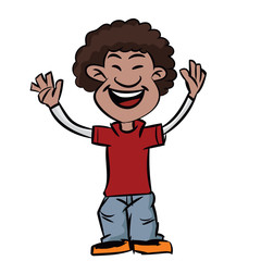 Cartoon Afro Hair Boy with smiling - Vector clipart illustration