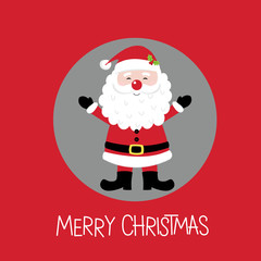 Christmas greetings with cute Santa on red background
